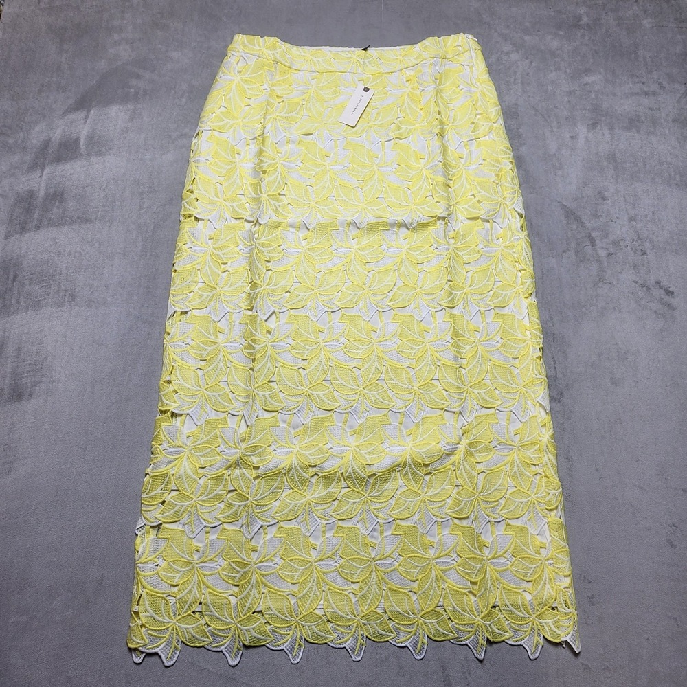Anthropologie Sunday in Brooklyn Overlay Maxi Floral Skirt Yellow‎ White Size: L